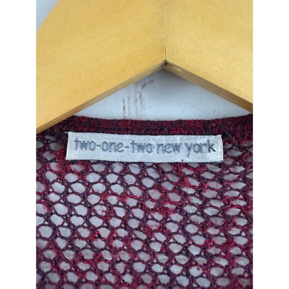 Two-one-two New York Cardigan Womens Size Medium Maroon Black Marled Open Front - Picture 5 of 5